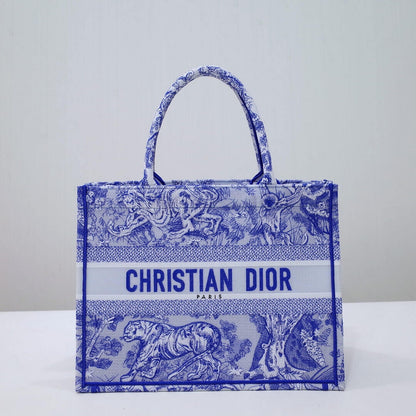 DIR1286 Book Tote big size 36.5cm 41.5cm Oblique Embroidery blue-5