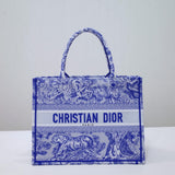 DIR1286 Book Tote big size 36.5cm 41.5cm Oblique Embroidery blue-5