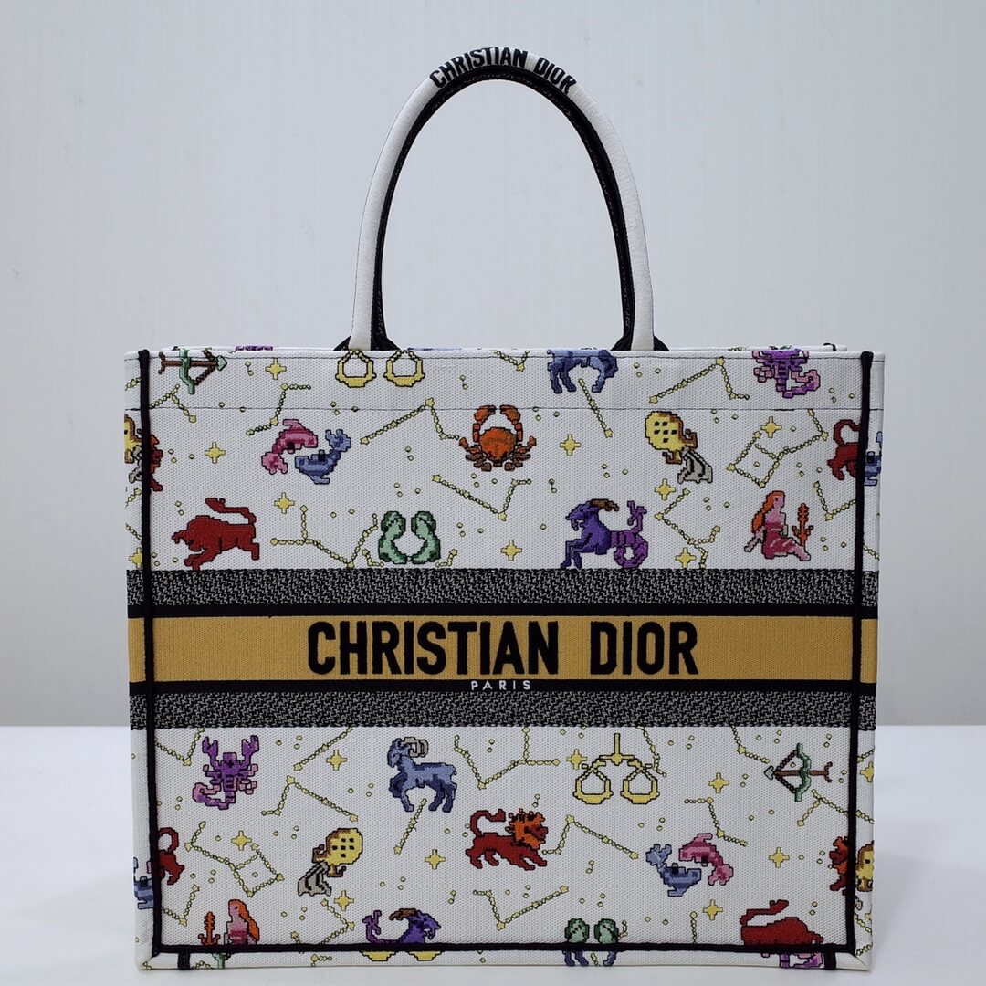 DIR1286 Book Tote big size MINI 36.5CM 41.5CM white yellow