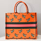 DIR1286 Book Tote small size 36.5cm 41.5cm Embroidery orange