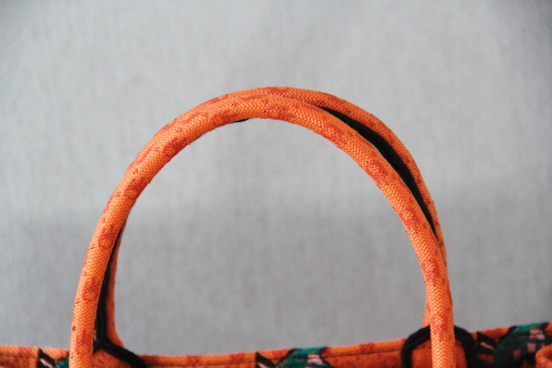 DIR1286 Book Tote small size 36.5cm 41.5cm Embroidery orange