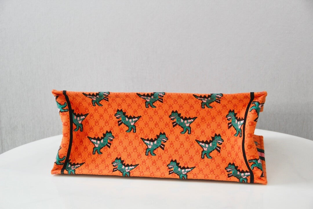 DIR1286 Book Tote small size 36.5cm 41.5cm Embroidery orange