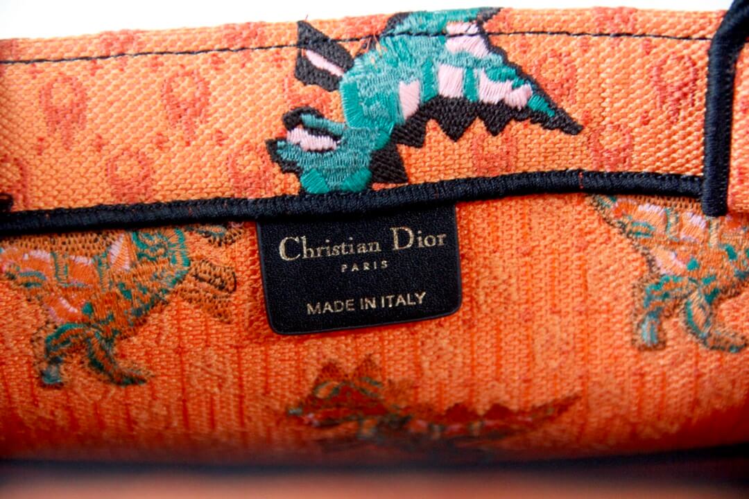 DIR1286 Book Tote small size 36.5cm 41.5cm Embroidery orange