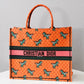 DIR1286 Book Tote small size 36.5cm 41.5cm Embroidery orange