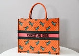 DIR1286 Book Tote small size 36.5cm 41.5cm Embroidery orange