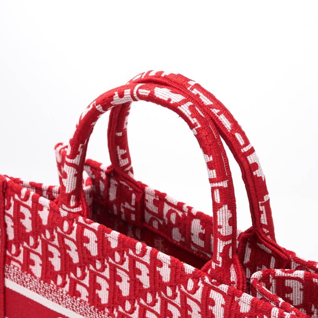 DIR1286 Book Tote BIG 26.5cm Embroidery LOGO red Handbag red-5