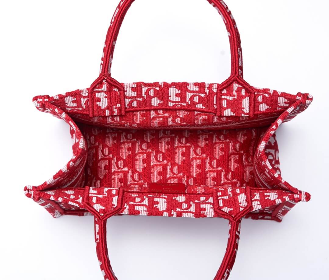 DIR1286 Book Tote BIG 26.5cm Embroidery LOGO red Handbag red-5