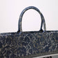 DIR1286 Book Tote big size 36.5cm 41.5cm Oblique Embroidery blue