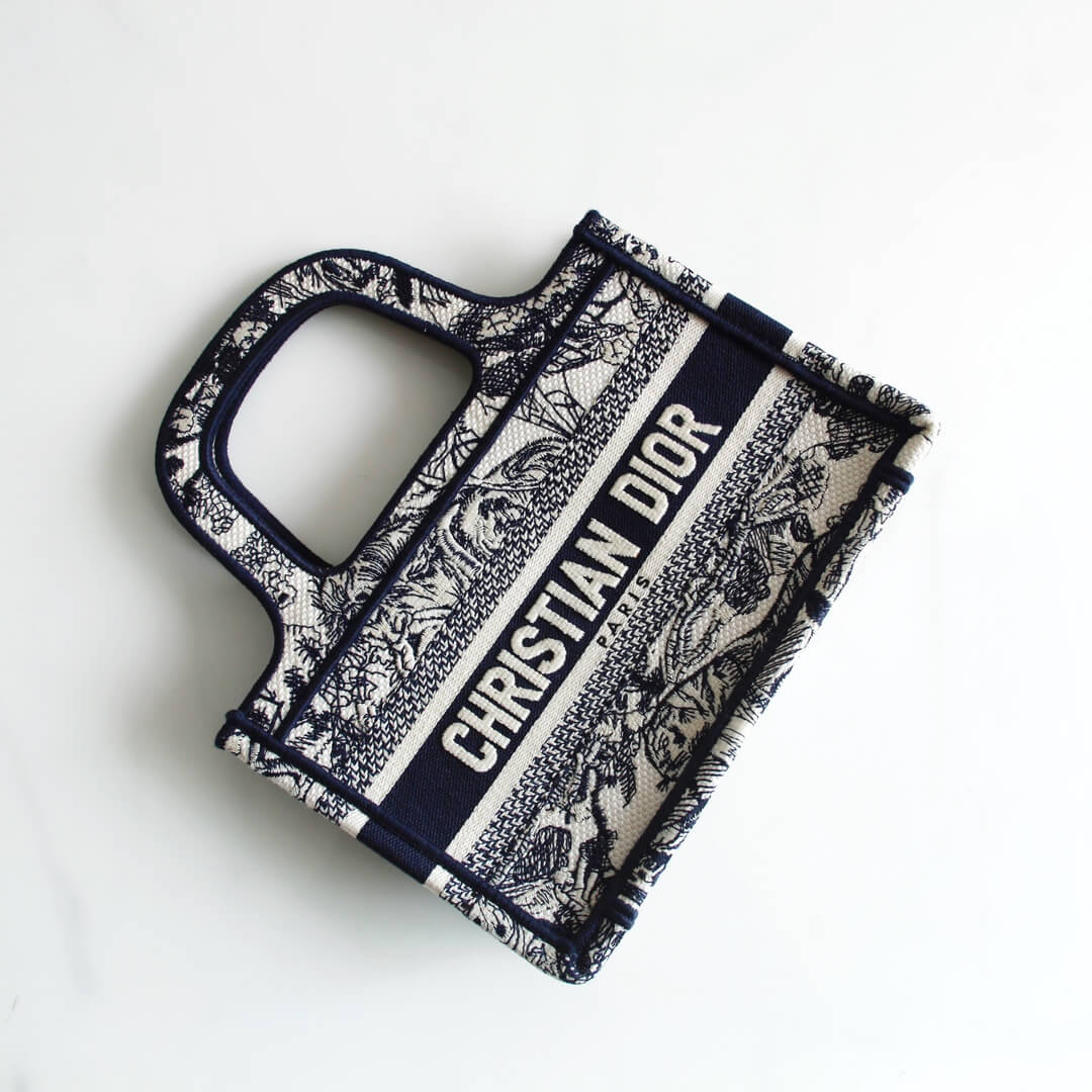 DIR1286m Book Tote BIG Handbag Embroidery LOGO black mini 22.5cm