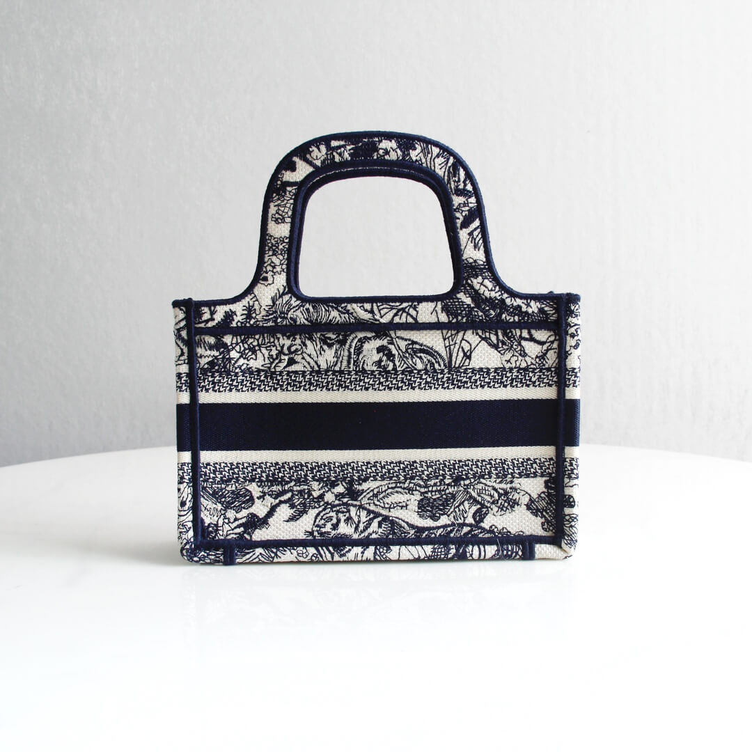 DIR1286m Book Tote BIG Handbag Embroidery LOGO black mini 22.5cm