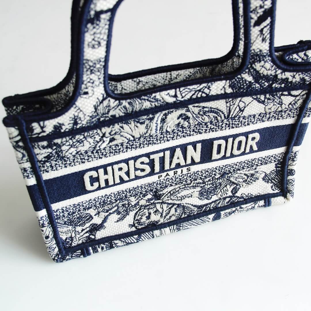DIR1286m Book Tote BIG Handbag Embroidery LOGO black mini 22.5cm