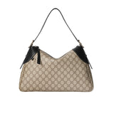 GG GG EMBLEM LARGE SHOULDER BAG BEIGE AND DARK BROWN 31CM ?815217 FAD6L 9741