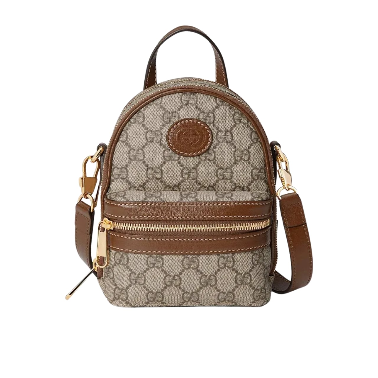 GG MINI CANVAS INTERLOCKING G BACKPACK BROWN 19CM