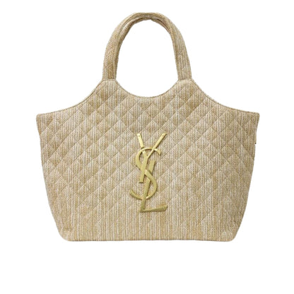 YSL RAFFIA MAXI TOTE BAG BEIGE 40CM
