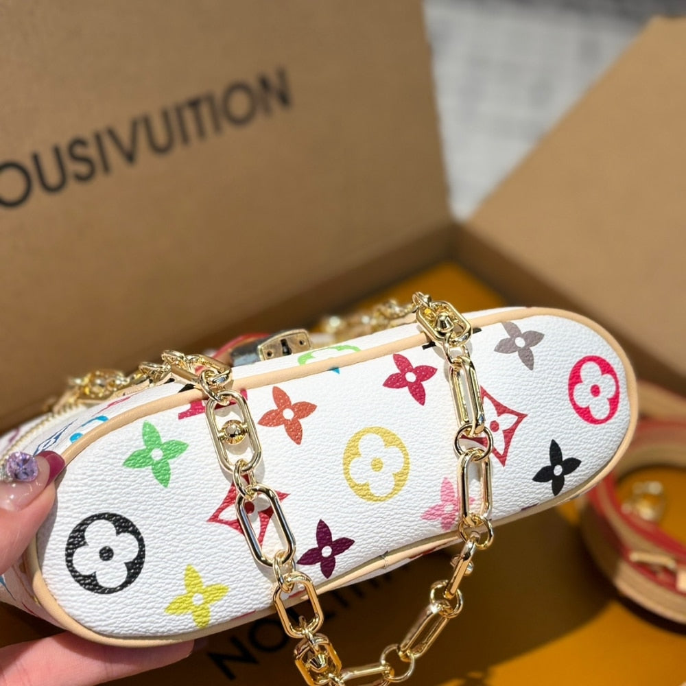 LV X TAKASHI MURAKAMI VANITY CHAIN POUCH WHITE 20CM M13662