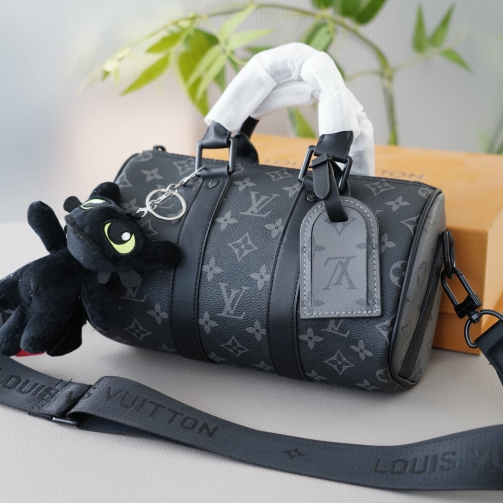LV KEEPALL BANDOULIÈRE 25 MONOGRAM ECLIPSE BLACK 24CM M46271