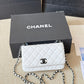 CC WALLET ON CHAIN WHITE LAMBSKIN 19CM