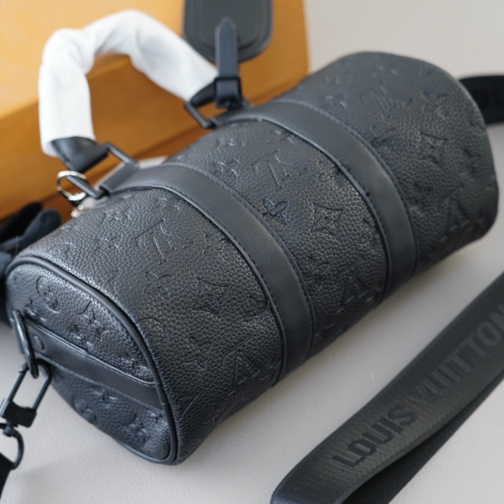 LV KEEPALL BANDOULIÈRE 25 MONOGRAM TAURILLON BLACK 24CM M20900