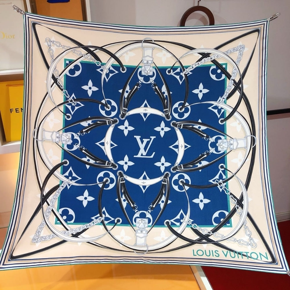 LV ULTIMATE MONOGRAM SCARF IN MARINE BLUE 90CM M77776