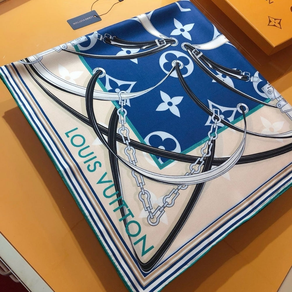 LV ULTIMATE MONOGRAM SCARF IN MARINE BLUE 90CM M77776