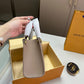 LV ONTHEGO BB BICOLOR MONOGRAM EMPREINTE DOVE GRAY AND CREAM 18CM M47054