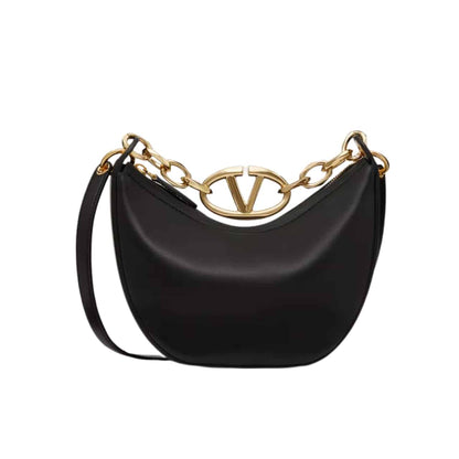 VO GARAVANI VLOGO MOON MEDIUM GRAINY HOBO BAG WITH CHAIN BLACK 29CM 4W0B0N59JDK 0NO