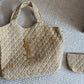 YSL RAFFIA MAXI TOTE BAG BEIGE 40CM
