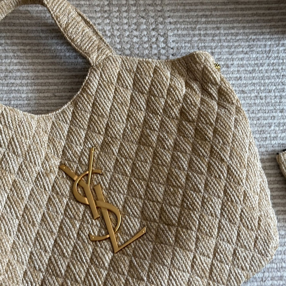 YSL RAFFIA MAXI TOTE BAG BEIGE 40CM