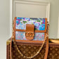 M21266 Dauphine MM Metallic canvas brown blue 25cm