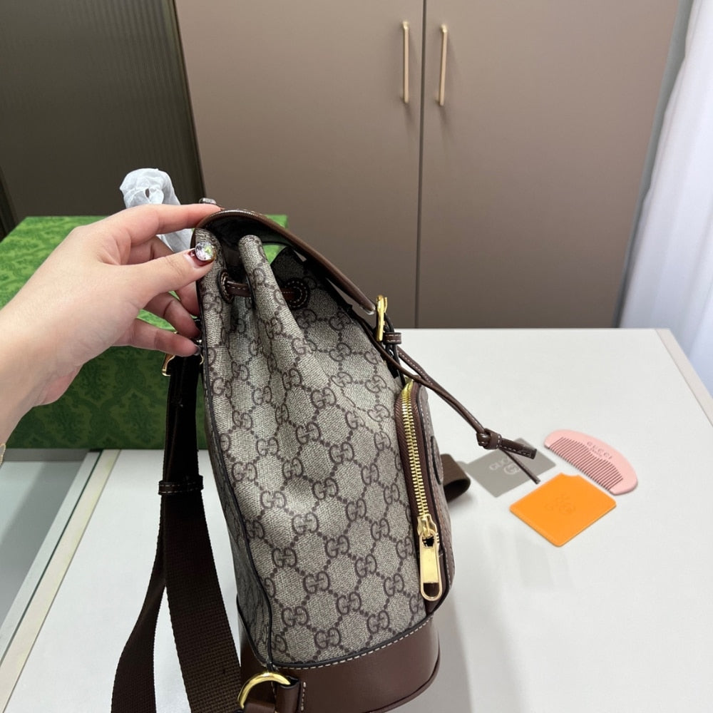GG BACKPACK WITH INTERLOCKING G BEIGE AND EBONY 26CM
