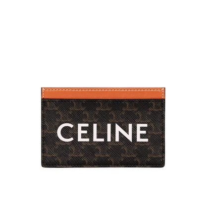 CELINE CARD HOLDER IN TRIOMPHE CANVAS WITH CELINE PRINT TAN 10CM 10B702CLY 04LU