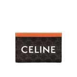 CELINE CARD HOLDER IN TRIOMPHE CANVAS WITH CELINE PRINT TAN 10CM 10B702CLY 04LU
