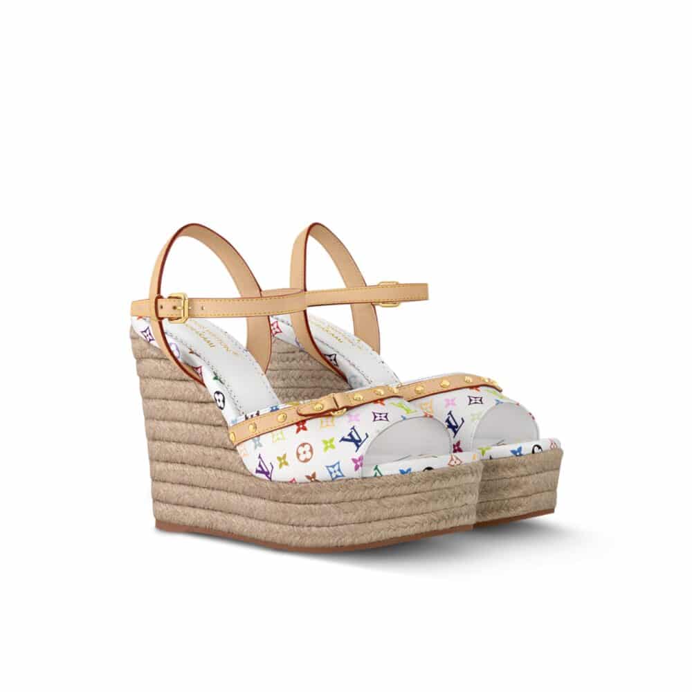 LV X TAKASHI MURAKAMI HELIOS WEDGE SANDAL WHITE 1AGYX0