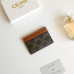 CELINE CARD HOLDER IN TRIOMPHE CANVAS WITH CELINE PRINT TAN 10CM 10B702CLY 04LU