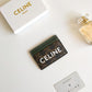 CELINE CARD HOLDER IN TRIOMPHE CANVAS WITH CELINE PRINT GREEN 10CM