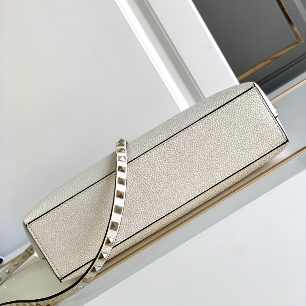 VO GARAVANI ROCKSTUD SMALL TOTE BAG WHITE 28CM