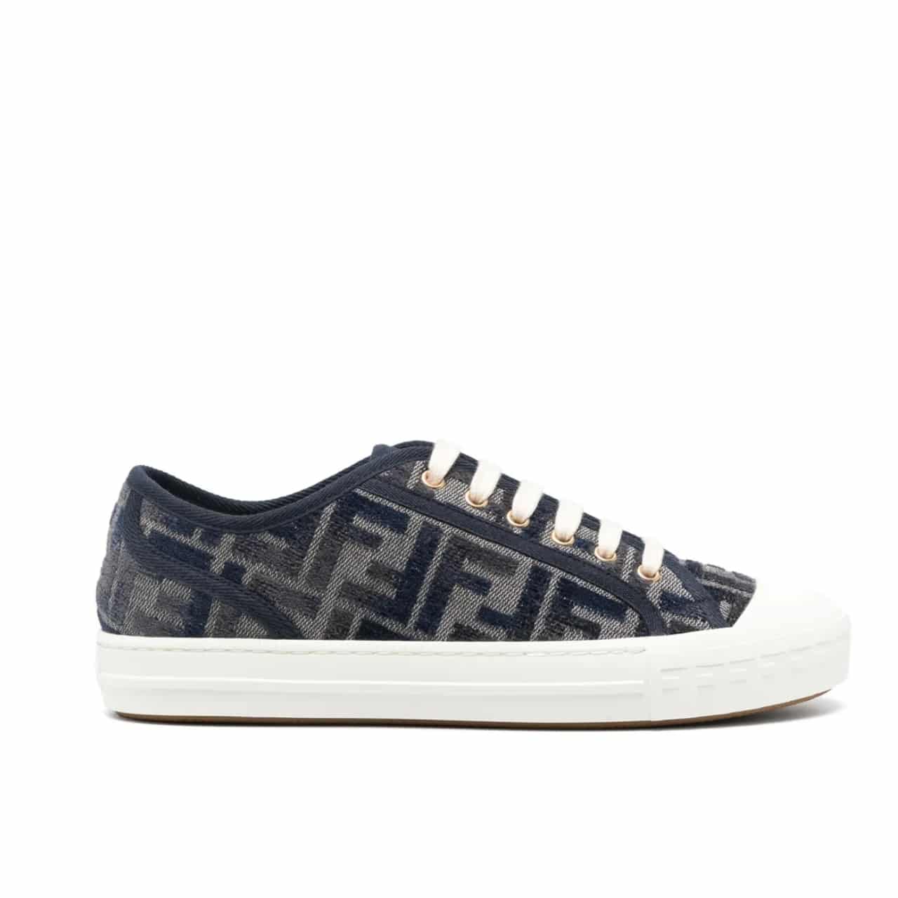 FD DOMINO FF DENIM LOW TOP SNEAKERS BLUE