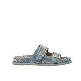 FD FEEL  FF JACQUARD VELVET SLIDES LIGHT BLUE  8X8326AOTMF1R88