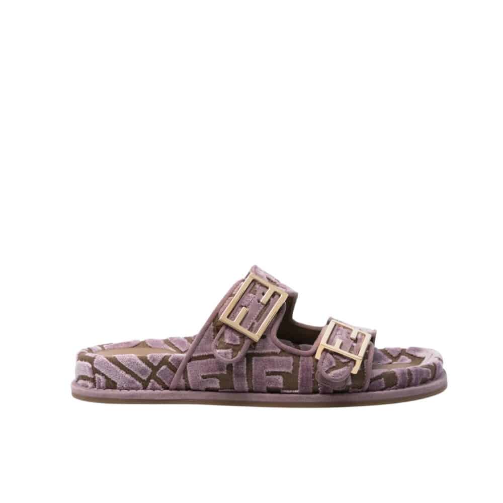 FD FEEL FF JACQUARD VELVET SLIDES AMETHYST PURPLE
