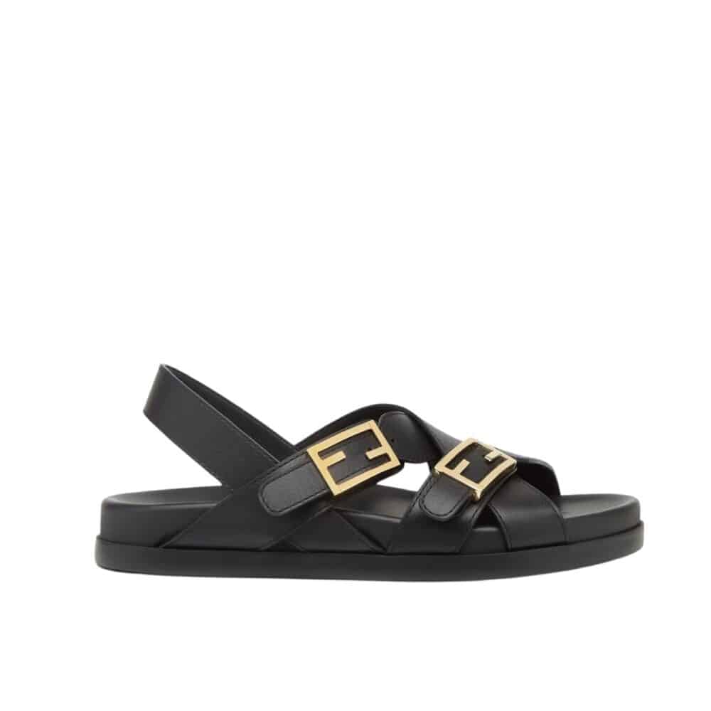FD FEEL LEATHER SLIDES BLACK 8X8647NA7F0QA1