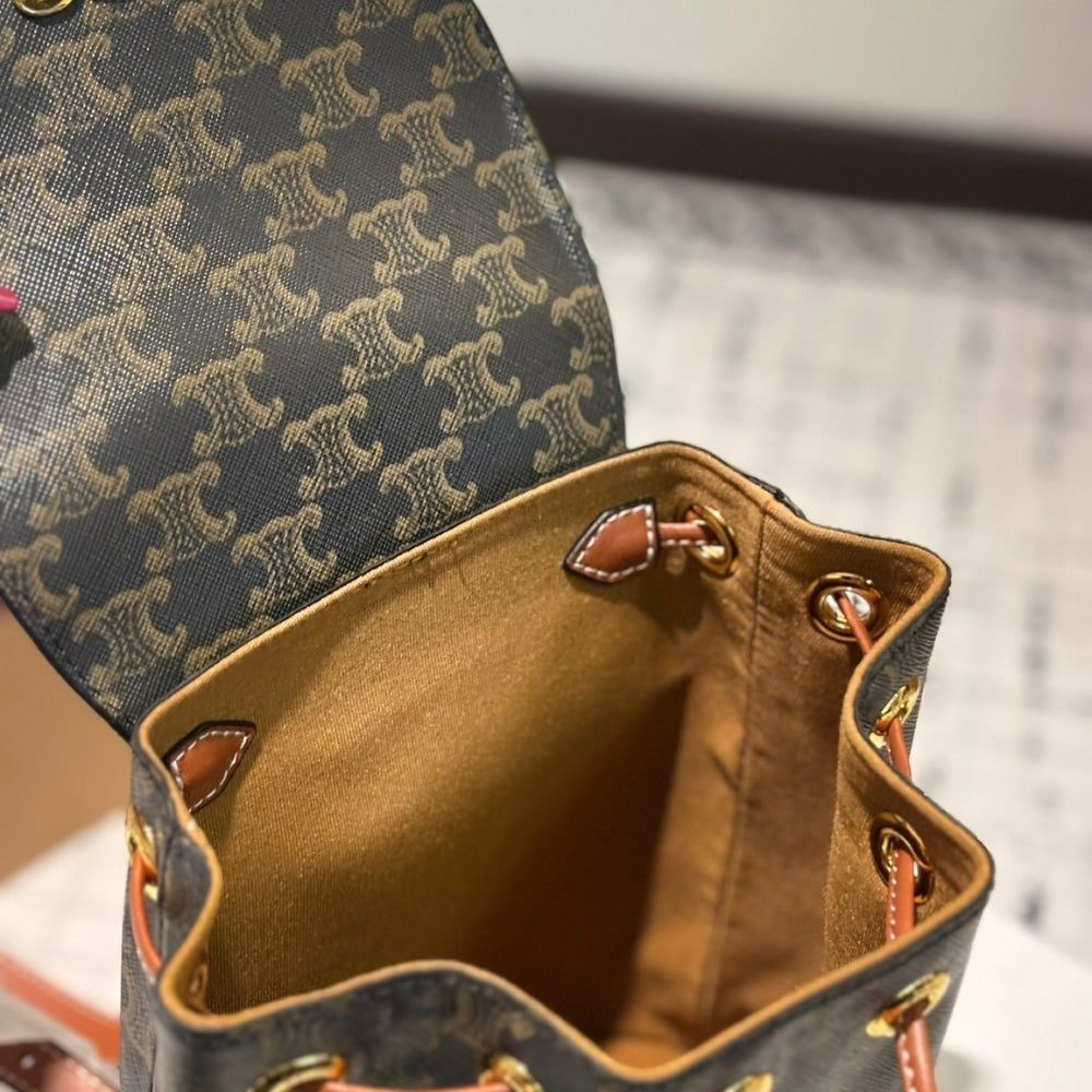 CELINE BACKPACK CELINE BONNIE IN TRIOMPHE CANVAS TAN 25CM 118702CAS 04LU