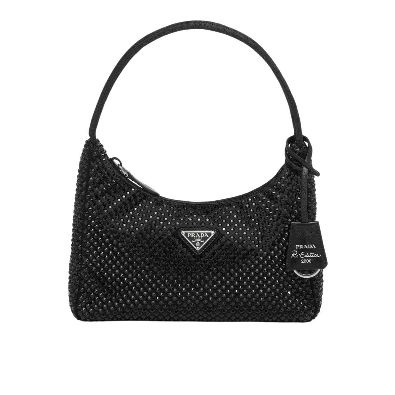 PR RE EDITION SATIN MINI BAG WITH CRYSTALS BLACK 21CM 1BC515 2AWL F0002 V OOO