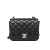 CC MINI FLAP BAG LAMBSKIN BLACK 20CM
