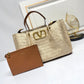 VO GARAVANI VLOGO EMBROIDERED RAFFIA TOTE BEIGE 35CM