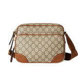 GG GG EMBLEM MEDIUM CROSSBODY BAG BEIGE AND DARK BROWN 23CM 821160 FAED3 9786