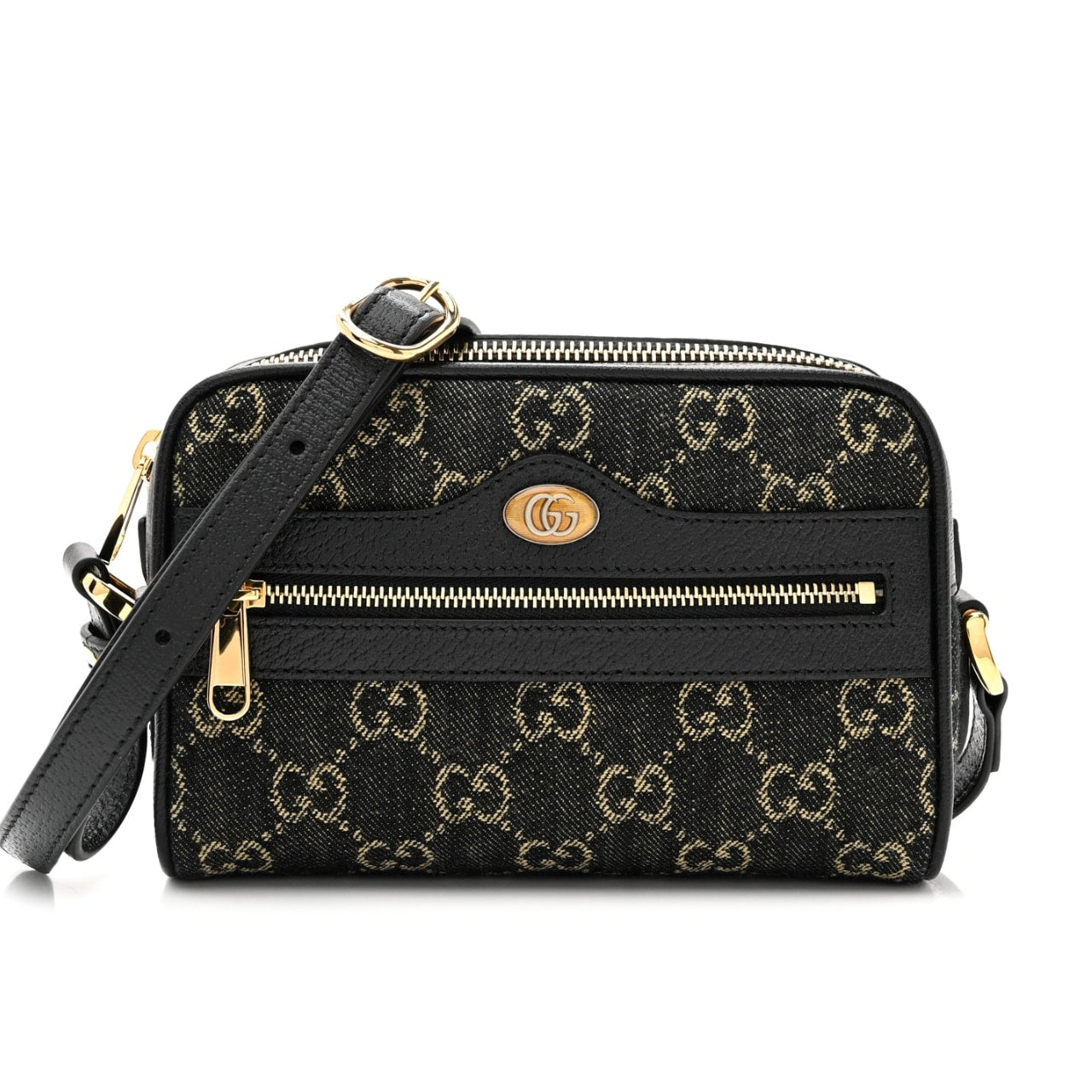 GG OPHIDIA SHOULDER BAG GG DENIM MINI BLACK 17CM