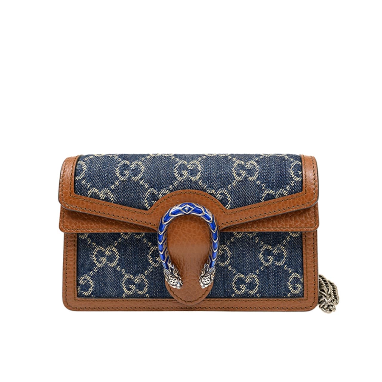 GG DIONYSUS SUPER MINI LEATHER DARK BLUE BROWN 16CM