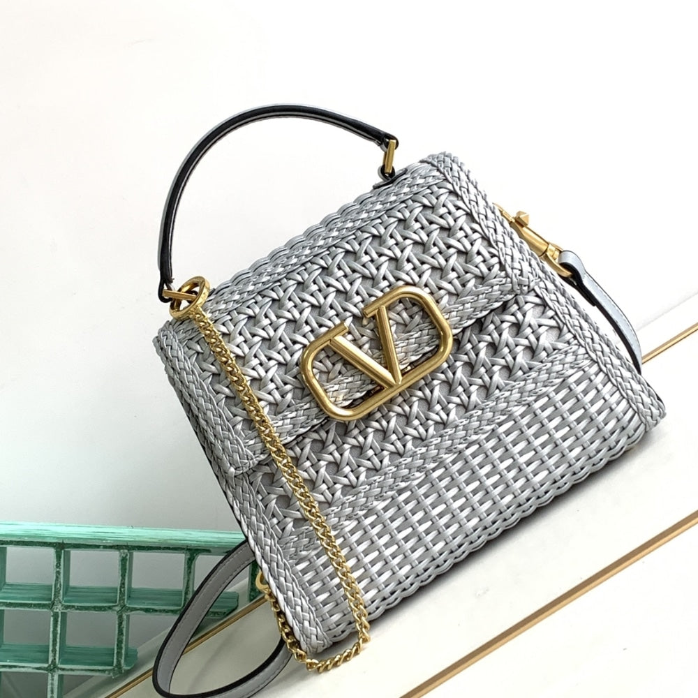 VO VLOGO TOP HANDLE BAG GREY 22CM