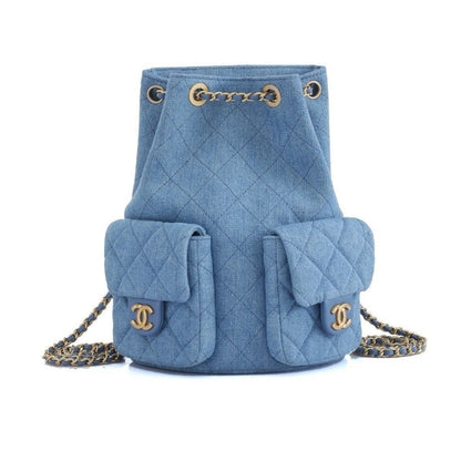 CC 25C GOLD TONE METAL DENIM BACKPACK BLUE 24CM
