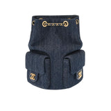 CC 25C GOLD TONE METAL DENIM BACKPACK NAVY BLUE 24CM